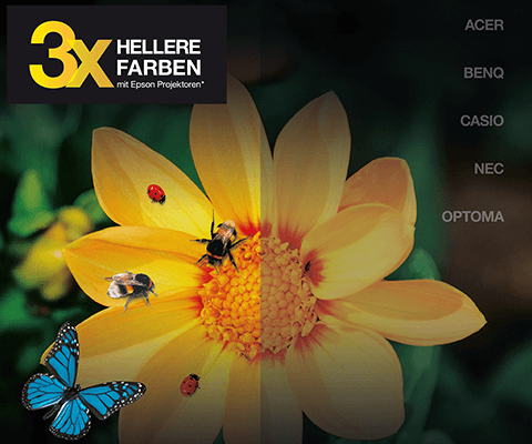 Epson Farbhelligkeit | Vergleich von Epson Projektoren mit anderen Herstellern