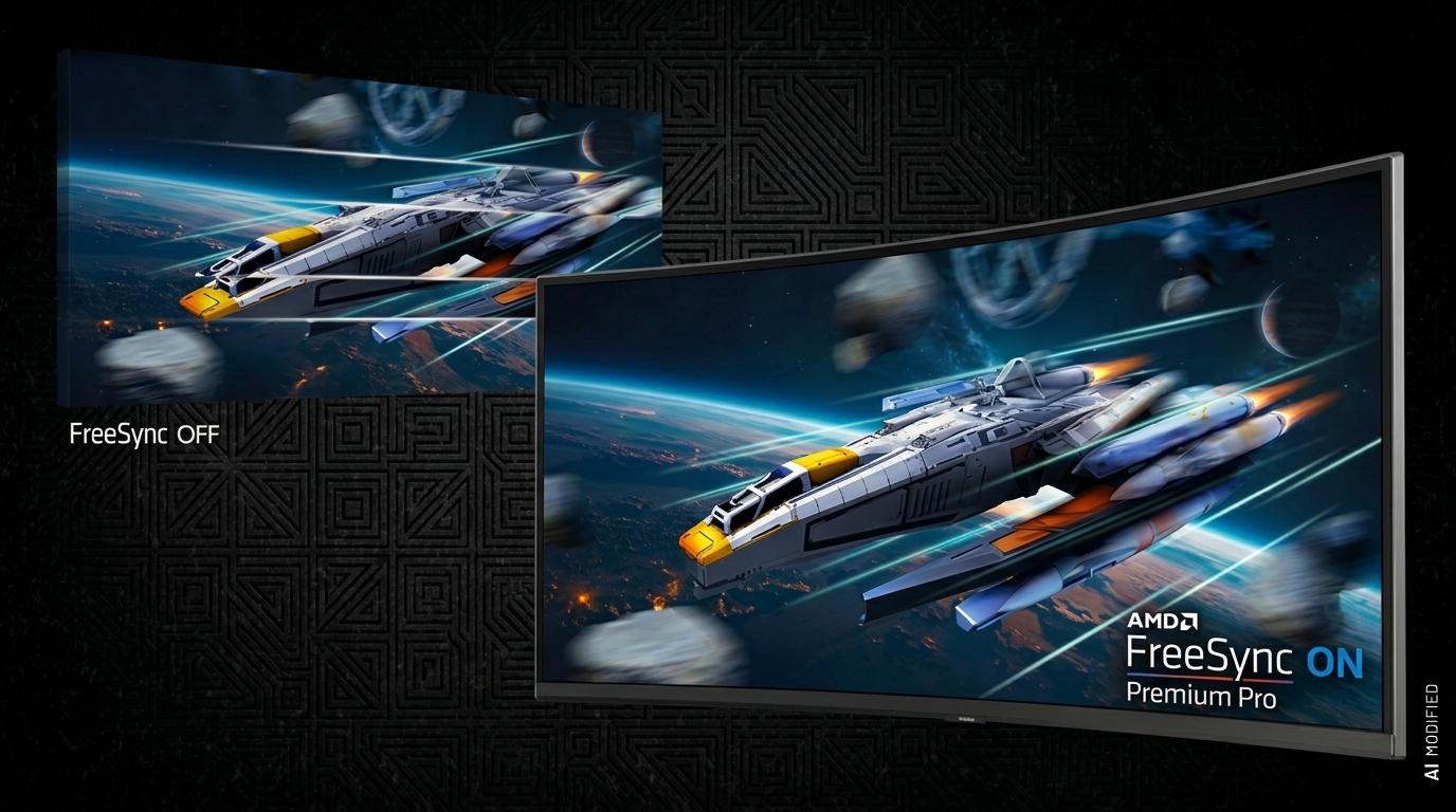 Spielszene im Vergleich: FreeSync aus und AMD FreeSync Premium Pro an